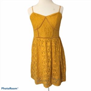 Xhilaration Women Sleeveless Yellow Casual Dress